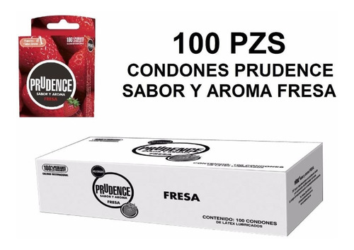 Caja 100 Piezas Condones Prudence Sabor Y Aroma A Fresa Igt