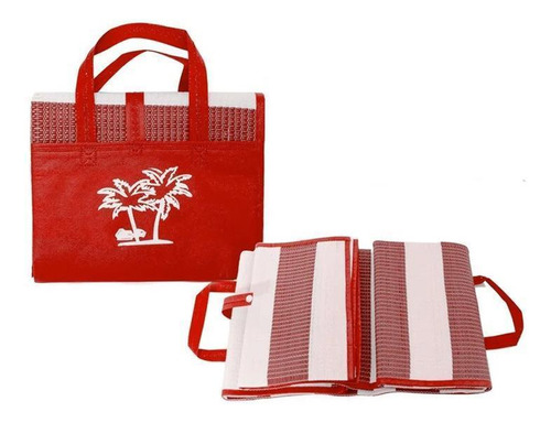 Esteira De Praia Dobrável Vira Uma Bolsa 90x170 Cm -vermelho