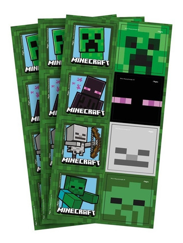 Adesivo Quadrado Minecraft 03 Cartelas - Regina Festas