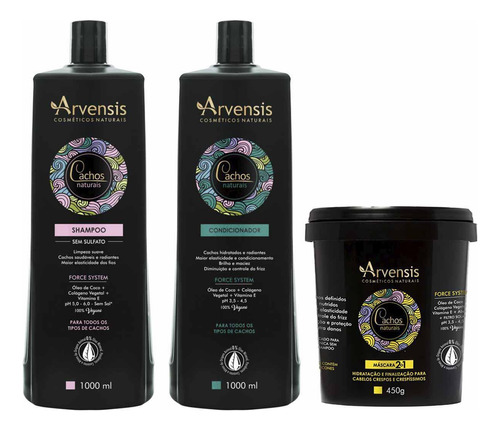 Kit Arvensis Shampoo Condicionador 1l + Máscara 450g