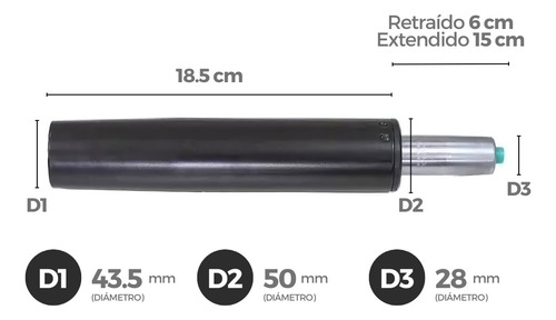 Pistón Neumático Para Silla Gamer Silla Oficina Hidraulico Color Negro Material del tapizado No posee