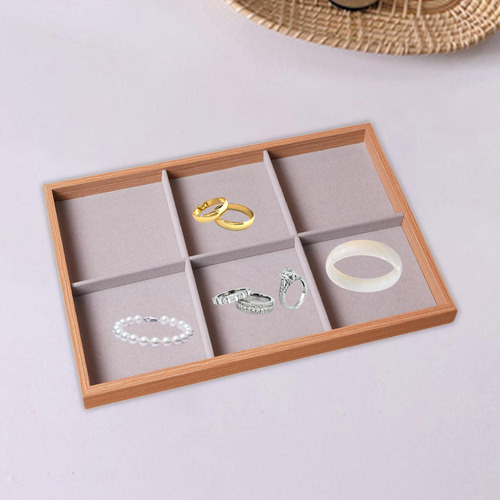 Bandeja Organizadora De Joyas, 6 Rejillas Marrón Claro