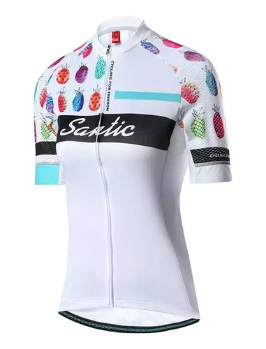 Camiseta De Ciclismo Santic Blanca De Piñas