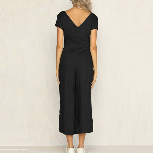 Pantalón Moderno Para Mujer Con Cuello En V, Corte Con Boton
