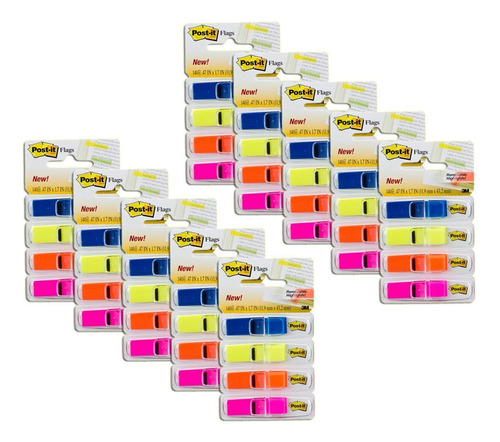 Post-it Lembrete Flags 3m 4 Cores 140fls Kit 10