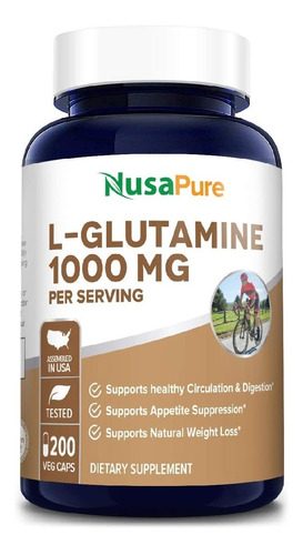 L-glutamina 1000 Mg Nusapure 200 Capsulas Vegetales