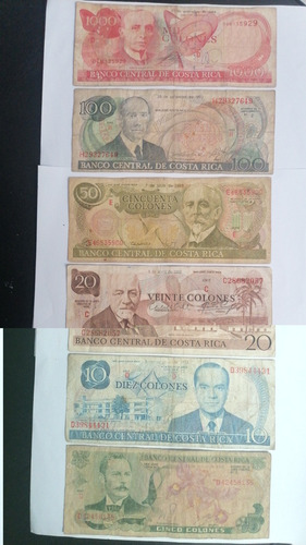 6 Billetes Costa Rica Colección. Vhcf