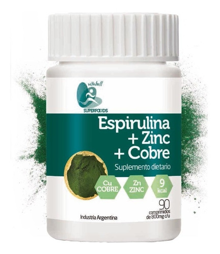 Espirulina + Zinc + Cobre X 90 Comprimidos Vitabell