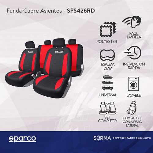 Imagen 2 de 9 de Fundas Cubre Asientos Autos Universal 9 Piezas Sparco