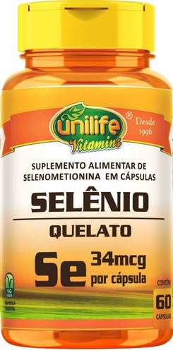 Selênio Quelato Se - 60 Cápsulas - Unilife Vitamins