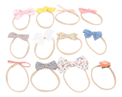 Cintas Para El Pelo Baby Bows, 12 Unidades, Elásticas, Multi