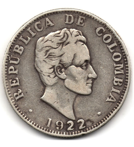 50 Centavos 1922 Medellín Paticos Base Curva Plata