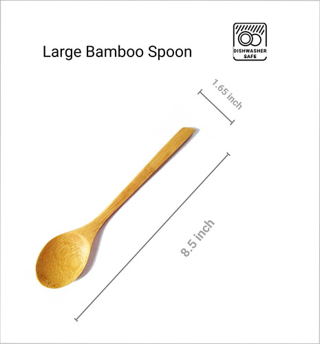 4110 - Juego De 6 Cucharas Largas De Madera De Bambú, Cuchar