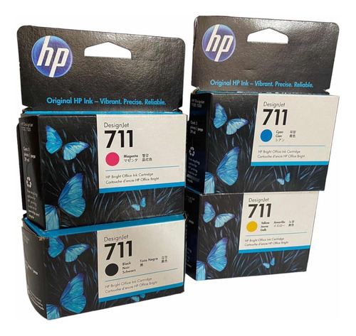 Pack 4 Cartuchos Hp 711 Original Negro Colores Cz129a Cz130a