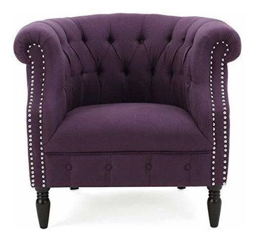 Sillón Club De Tela Jasmine Tufted Scroll (plum)