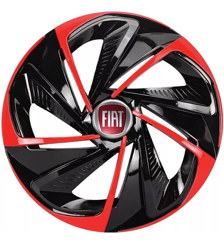 Juego De Tazas Deportivas R13 Rojo/negro Logo Fiat