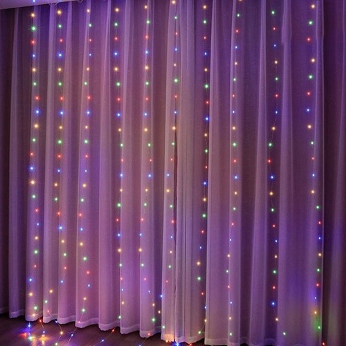 Juego De 1 Cortinas, 300 Led, 3 X 3 Luces Navideñas, Decorac