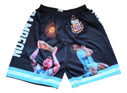 Short Argentina Afa Messi Diego Negro Escudo