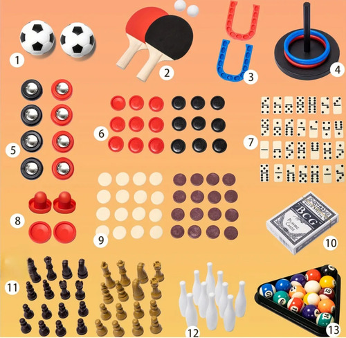 Juego De Mesa Solioes 13en1 Futbolito Billar Hokey Ajedrez +