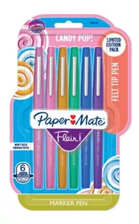 Marcadores Paper Mate Flair Candy Pop X 6 Punta Media