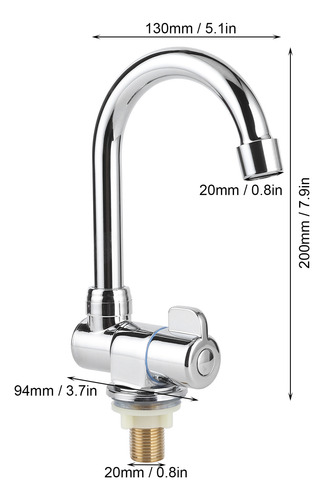 Grifo De Lavabo Individual Para Agua Fría, Rotación De 360 G