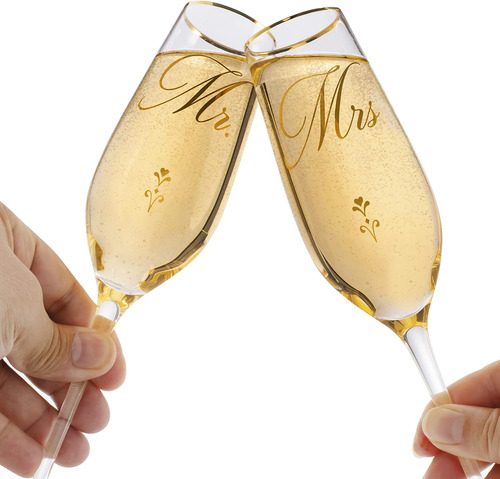 Copas De Champán Para Novios (8 Oz), Copas De Sr. Y Sra. Con