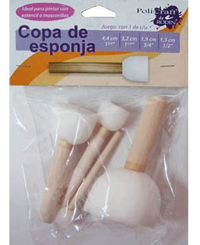 Brocha Copa De Esponja Policraft Surtido, Bolsa/4 Pzas  