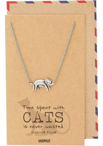 Quan Jewelry Cat Necklace, Kitty Charm, Regalos Para Dueños