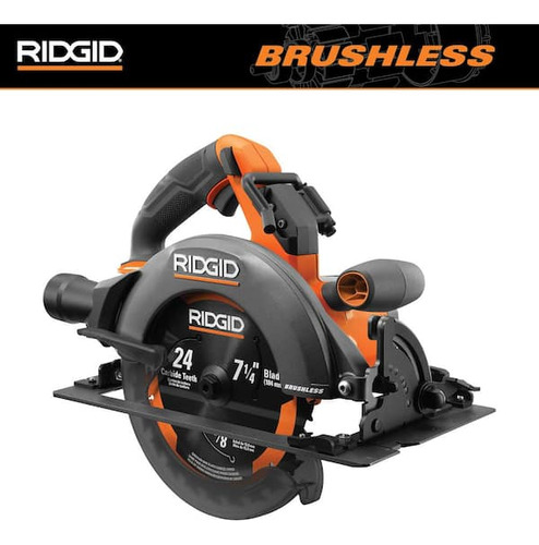 Sierra Circular Inalámbrica Ridgid 18v Brushless 7 1/4 Naranja Claro 50 (Usado)