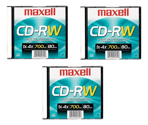 Maxell Disco Compacto Regrabable / Cd-rw / 4x / 3 Piezas