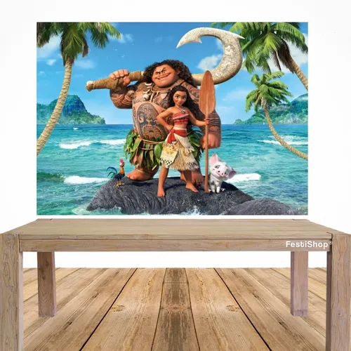 comprar Fondo De Tela Para Eventos Moana Decoración Cumple Infantil