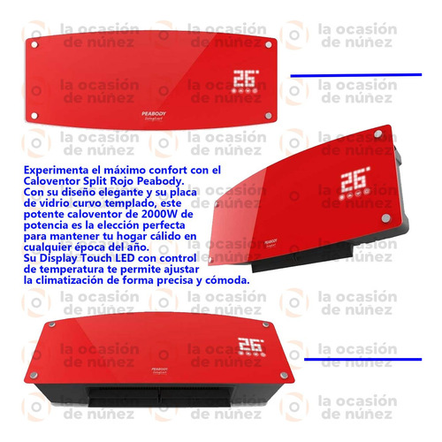 Imagen 3 de 7 de Calefactor Electrico Peabody Caloventor De Pared Digital