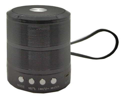 Imagem 1 de 5 de Mini Caixa De Som Portátil Bluetooth Mp3 Ws - 887 Preta