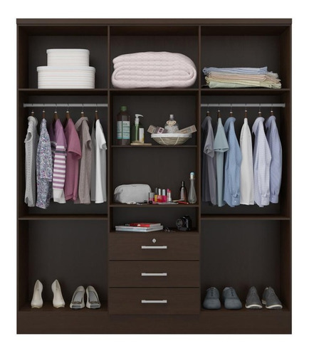 Imagen 4 de 6 de Ropero Closet Bertolini 588 7 Puertas 3 Cajones Chocolate