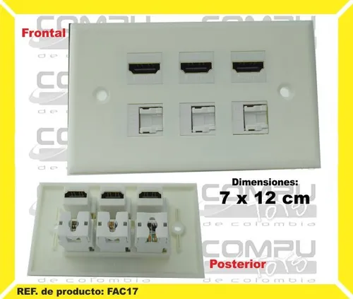 Zfac17 Toma Pared Compatible Hdmi X3 Y Rj45 X3 Computoys