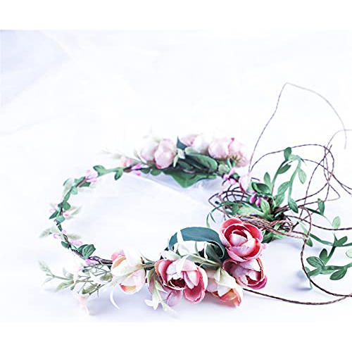 Diadema Con Corona De Flores Ajustable Hecha A Mano Vivimia