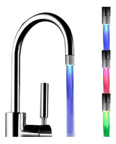 Boquilla Luz Led Rgb Multicolor Para Grifo Agua Con Dínamo