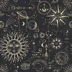 Imagem 1 de 3 de Papel De Parede Conjunto De Ilustração Das Fases Da Lua. Da