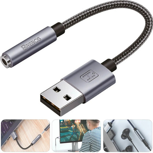 Placa De Som Elite Sound Usb P2/3 Hrebos Para Pc Notebook
