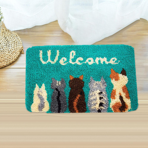 Cat Latch Hook Rug Kit Rug Making Crochet Carpet Manta Kit
