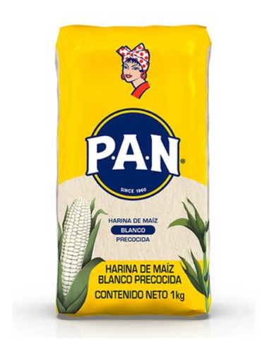Harina De Maíz Blanco Pan 1kg Pack De 15 Unidades