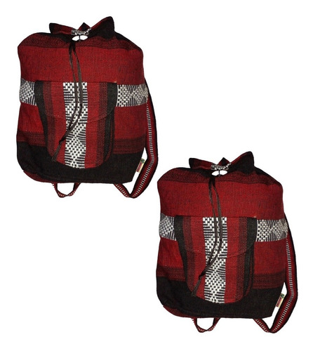 Mochila Artesanal Tipo Escolar, Mxyat-002, 2 Pzas, 10kg, Roj