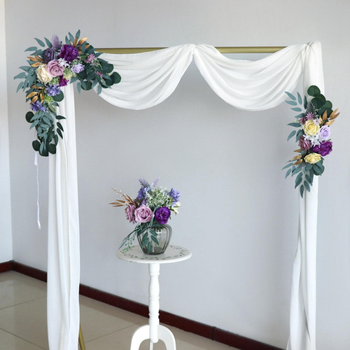 Silk Artificial Flower Arch Decor Pueple Rose Flower