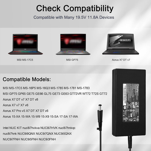 Cargador Para Msi Ge75 Gl75 Gp75 Gp65 Ge73 Ge63 Gt72 (230w)