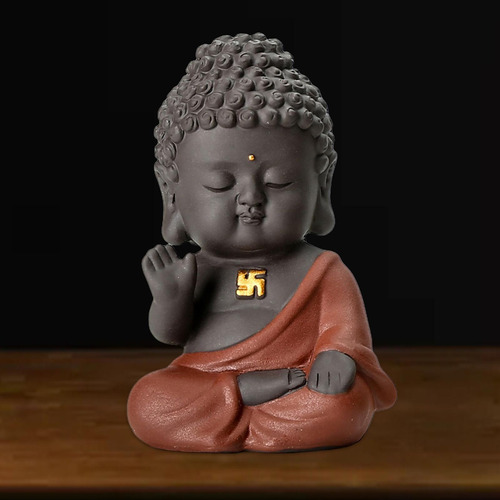 Pequeño Buda Cerámica Tathagata Decoración Estatua Rojo