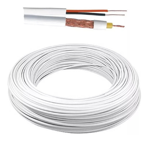 Cabo Coaxial Cftv Flexível 4mm Bipolar 2 Vias 80% Malha 100m