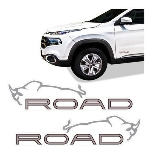 Par Adesivo Lateral Fiat Toro Road 2017 A 2021 Emblema Porta