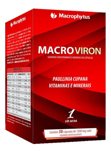 MacroViron 30 cápsulas Macrophytus Guaraná e Vitaminas Without flavor