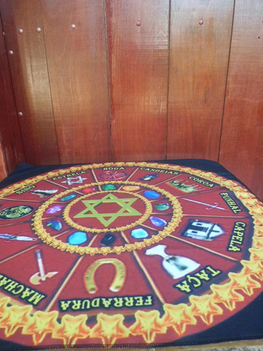 Toalha Esotérica Mandala Tarot Runas Cx Mdf 70x70 Cm
