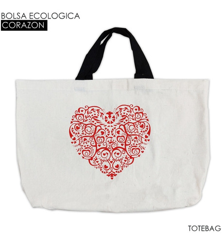 Bolsa Ecológica Grande Estampada 64x45cm / Corazones